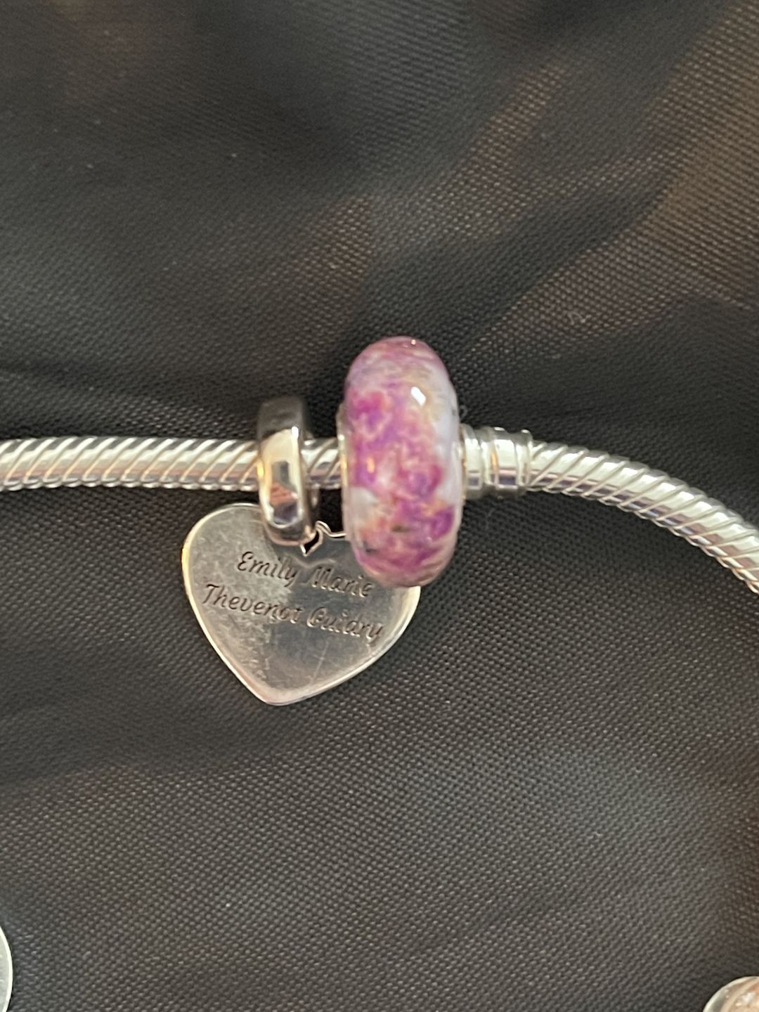 Customer photo review of Glass Cremation Bead - Pandora Compatible