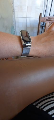 Customer photo review of Kit Pulseira Aço Inox Milanês compatível Xiaomi Mi Band 6 + Película de Gel Silicone