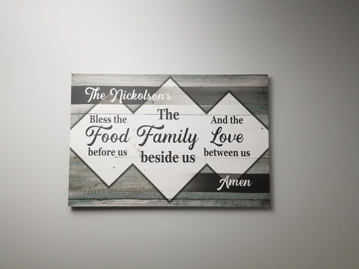 Customer photo review of Personalized "Bless The Food Family Love" Premium Canvas