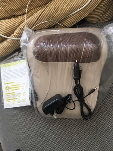 Customer photo review of 3-in-1 Neck Shoulder Back Shiatsu Massage Cushion/Pillow With Heat - Home/Car