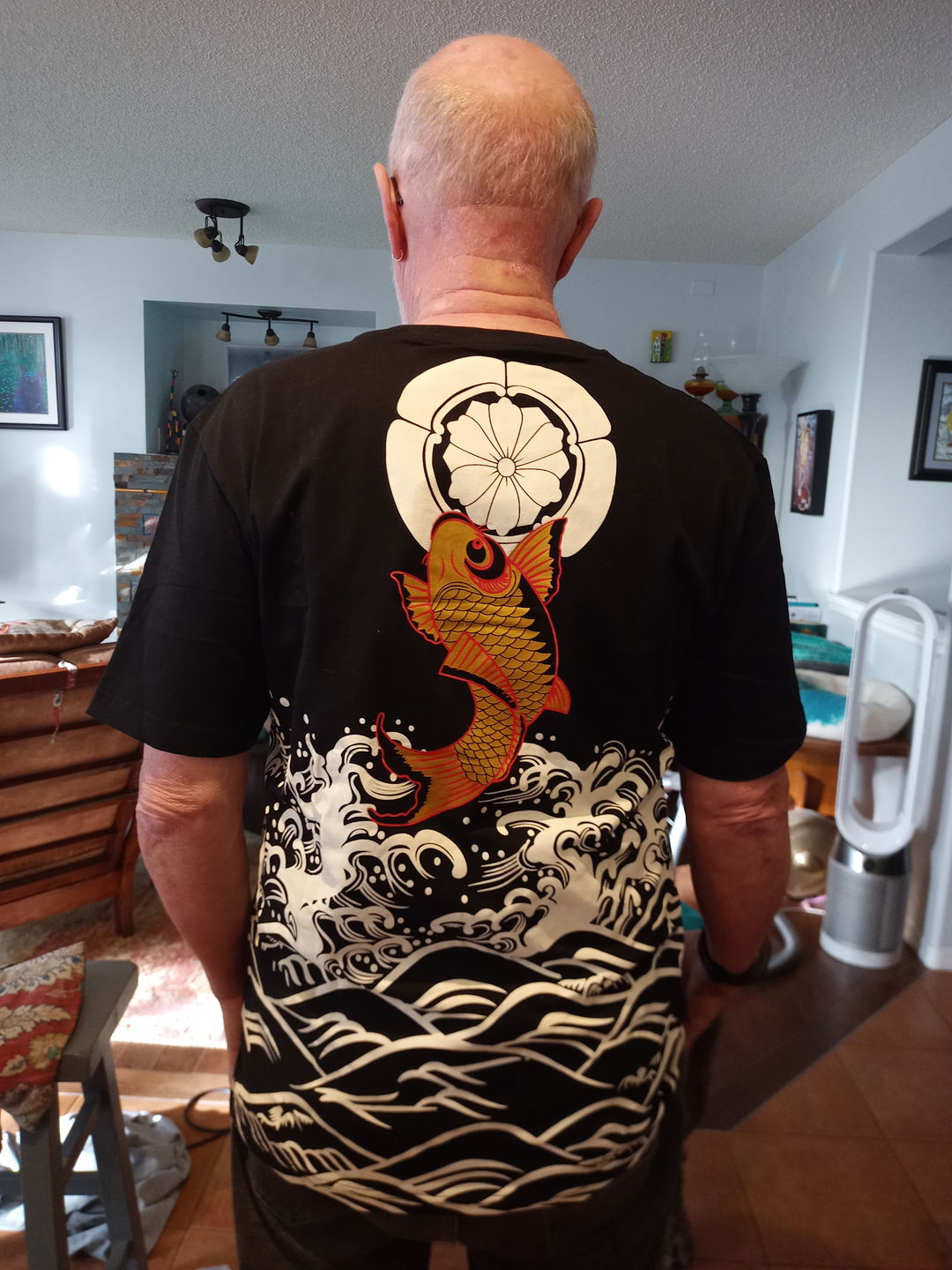 Customer photo review of The Golden Koi Painted T-shirt