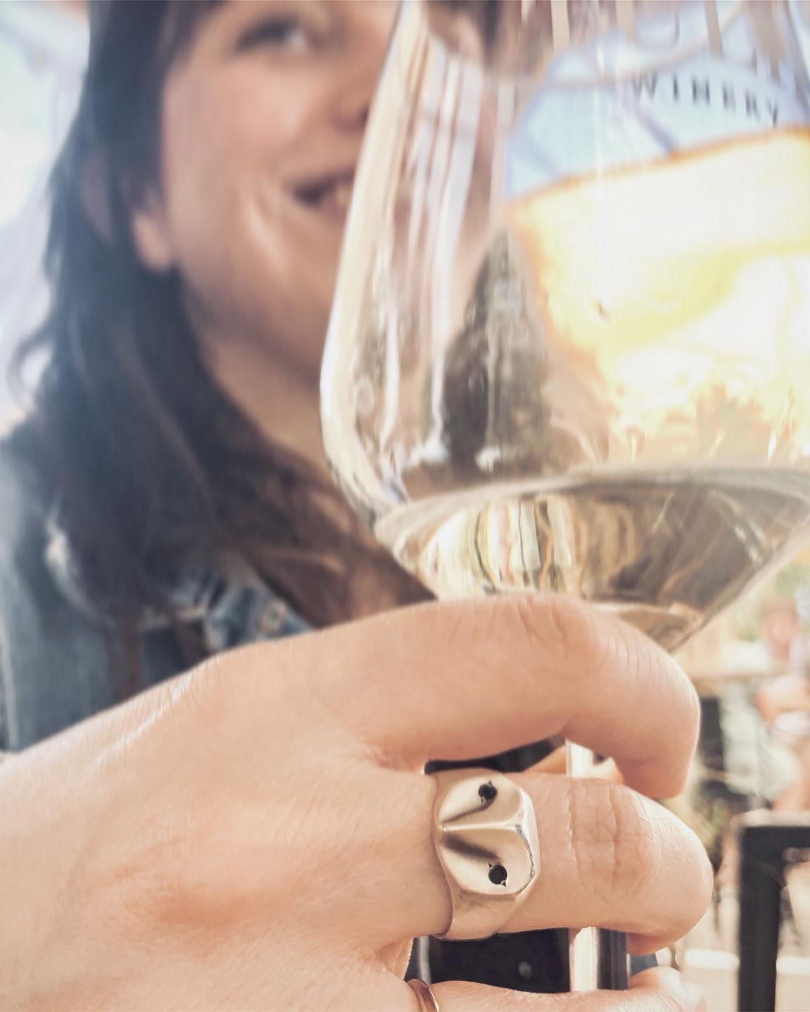 Customer photo review of Owl Ring with Sapphire Eyes
