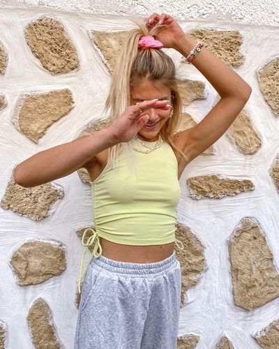 Customer photo review of Cinched Side Crop Tank