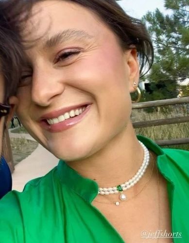 Customer photo review of EMERALD  Layered Freshwater Pearl Necklace
