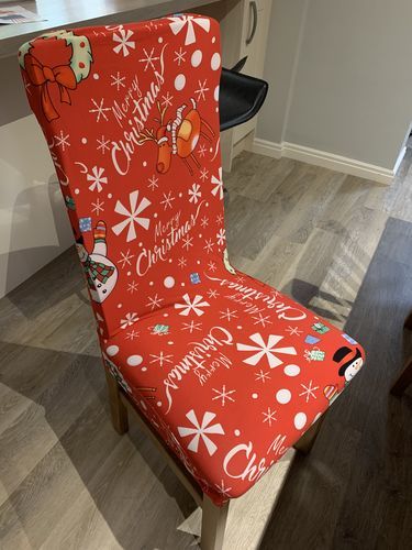 Customer photo review of Cabrexa Christmas Chair Covers