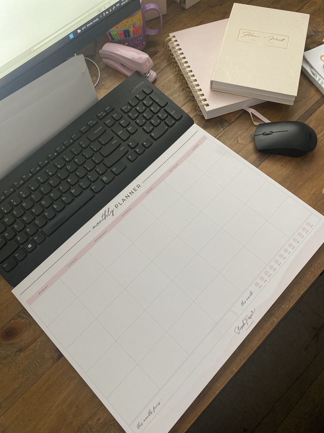 Customer photo review of NEW Signature Monthly Desktop Planner