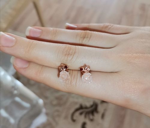 Customer photo review of Boucles d'Oreilles en Quartz Rose