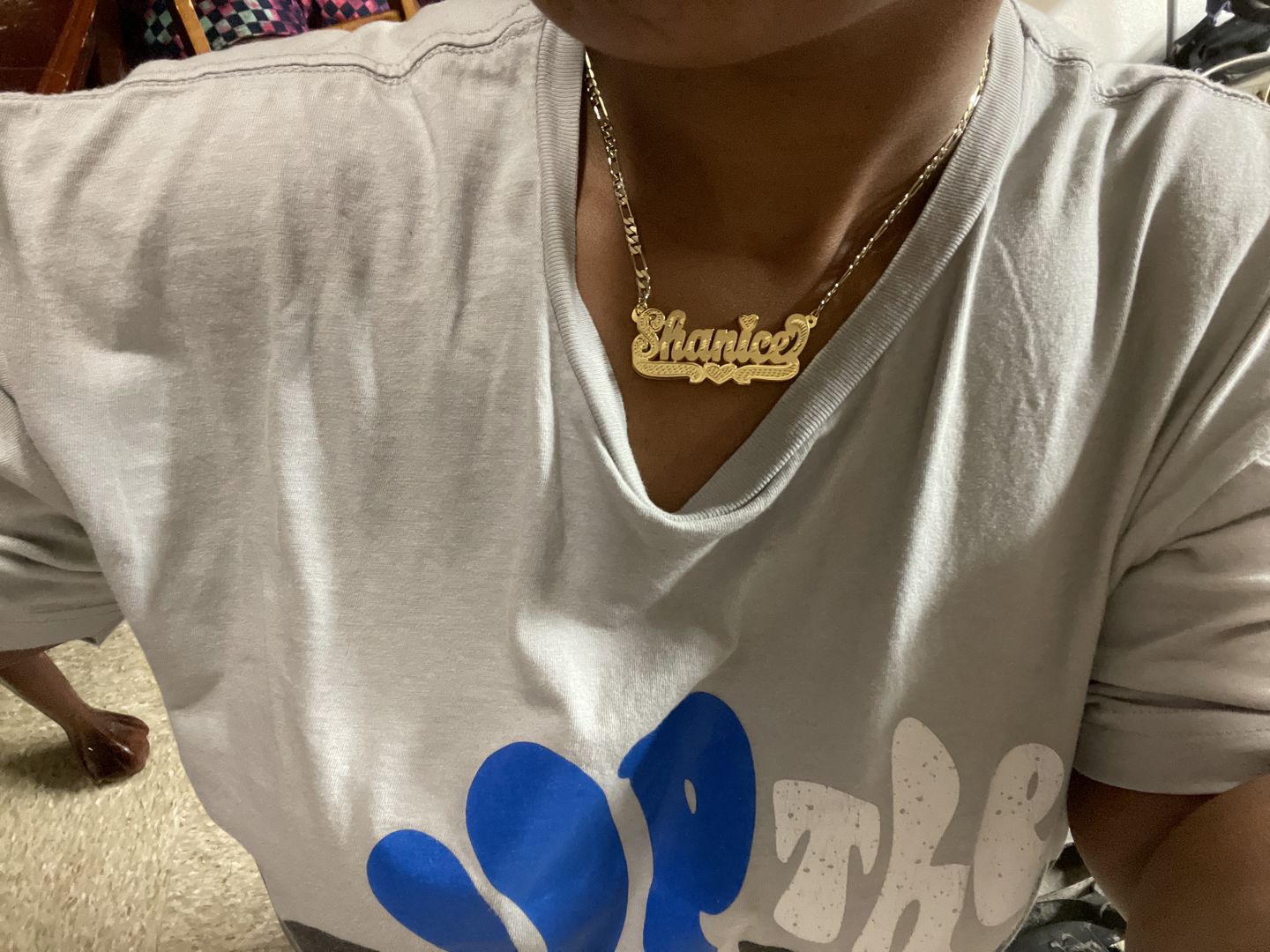 Customer photo review of Double plated luxe custom name necklace