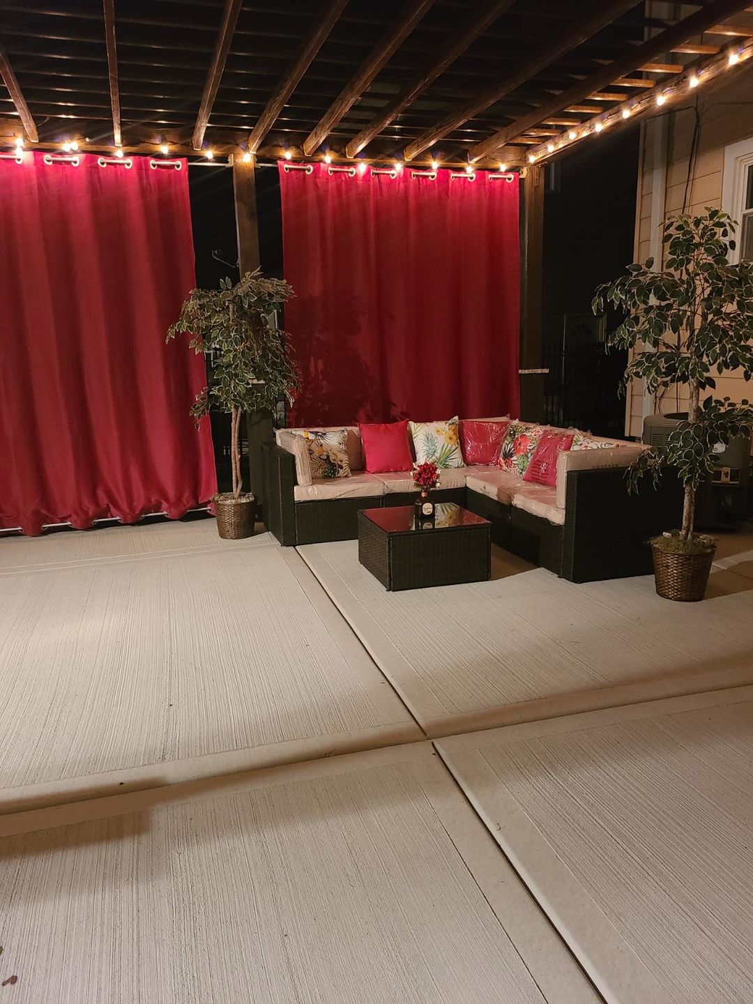 Customer photo review of Custom 55 Inches Width Waterproof Material Patio Outdoor Curtains Top & Bottom Grommet Drapes, 1 Panel