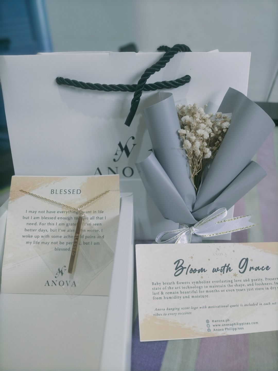Customer photo review of BLESSED Bar Necklace