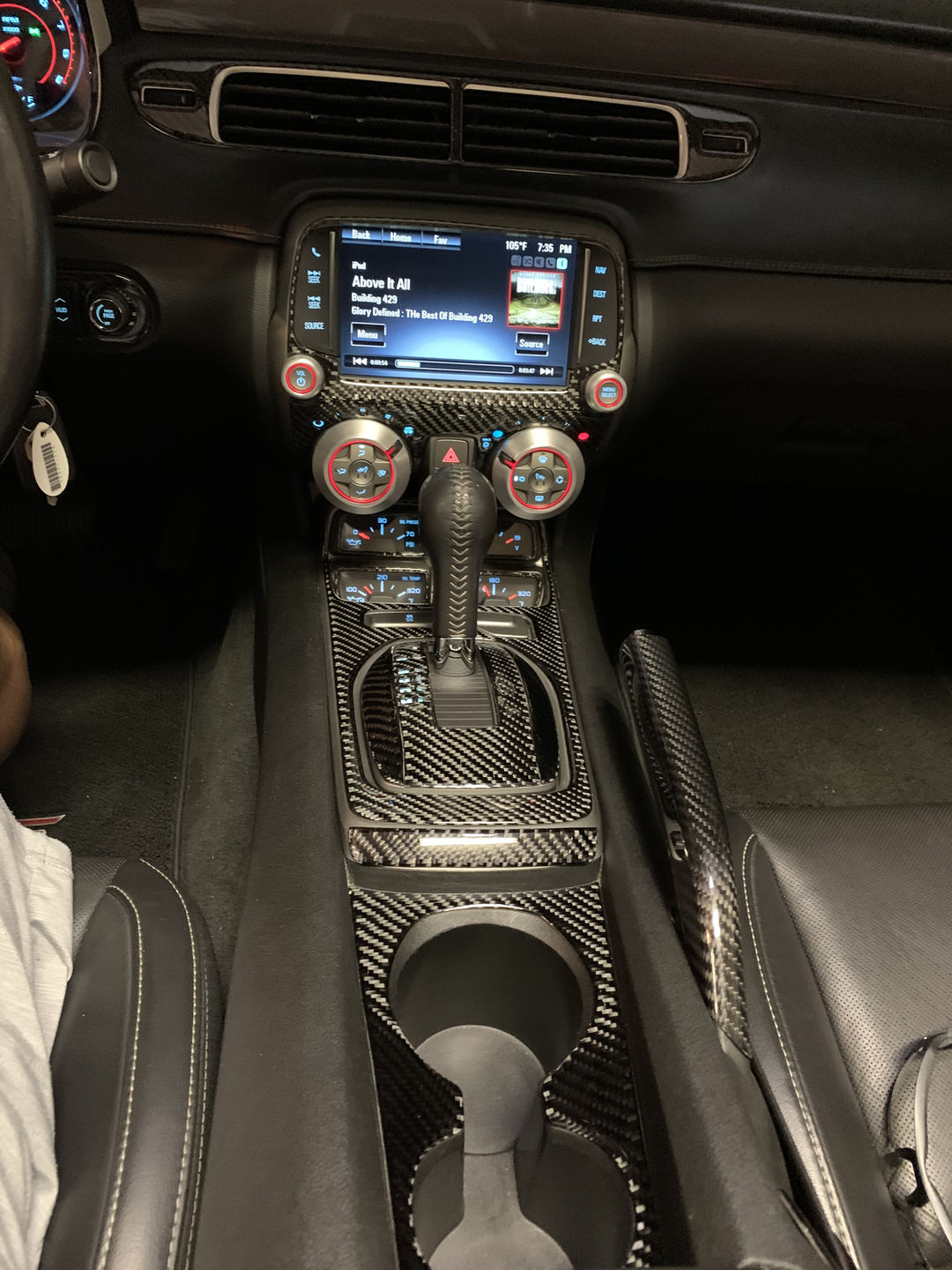 Customer photo review of Carbon Fiber Center Console Overlay for  Chevrolet Camaro 2010-2015