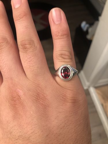 Customer photo review of Men's Ring with Red Ruby 4.94tcw and Genuine Diamonds in Sterling Silver
