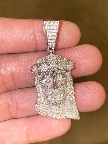 Customer photo review of 3.3 CTW Certified Moissanite Deluxe Jesus Pendant