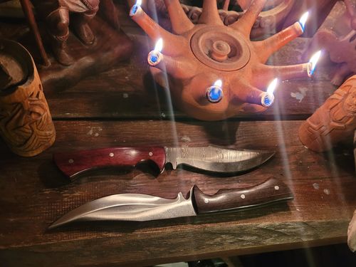 Customer photo review of Damascus Hybrid Knife - Raven Forge