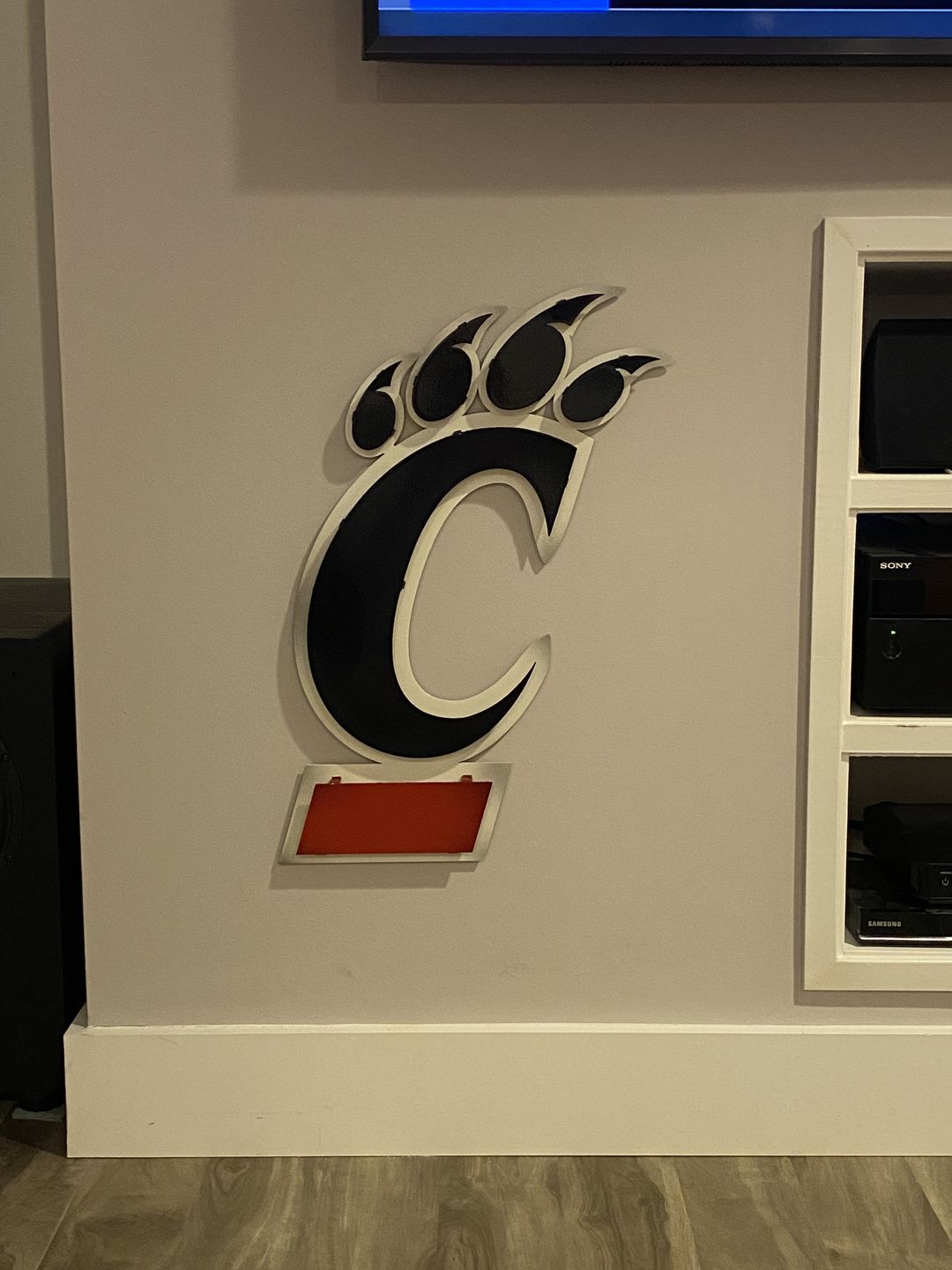 Customer photo review of University of Cincinnati "C" 3D Black Vintage Metal Artwork 21" x 14"