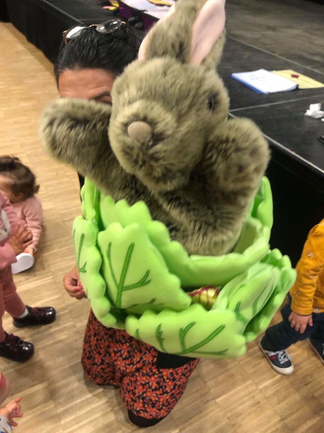 Customer photo review of Lapin dans une laitue avec 3 mini bêtes Marionnette