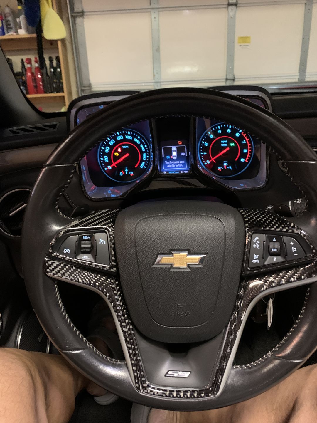 Customer photo review of Carbon Fiber Steering Wheel Overlay for Chevrolet Camaro 2013-2015