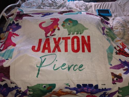 Customer photo review of Custom Name Printed Fleece Blanket