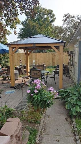 Chris review of Sunjoy Brown 11 ft. x 13 ft. Cedar Framed Gazebo with Steel Roof and Hook