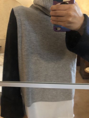 Customer photo review of CS004 Gray & Navy Multi Layered Sweater