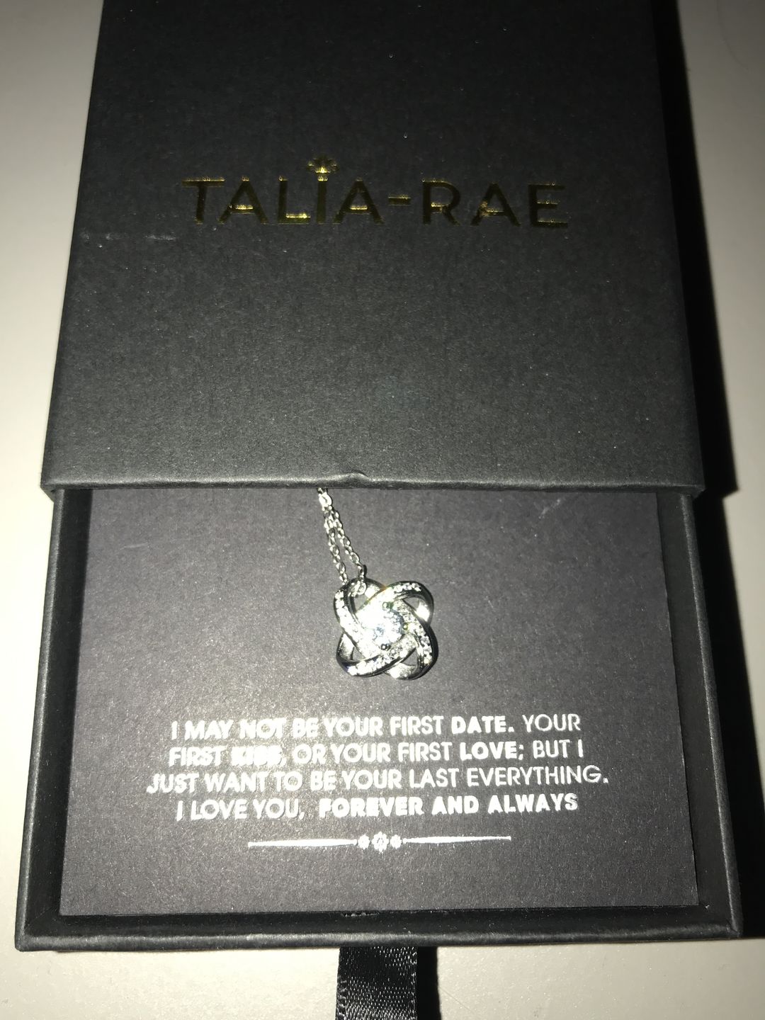 Customer photo review of "To my Soulmate" - Silver Love knot necklace