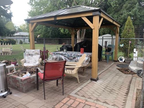 Hami review of Sunjoy Brown 11 ft. x 13 ft. Cedar Framed Gazebo with Steel Roof and Hook