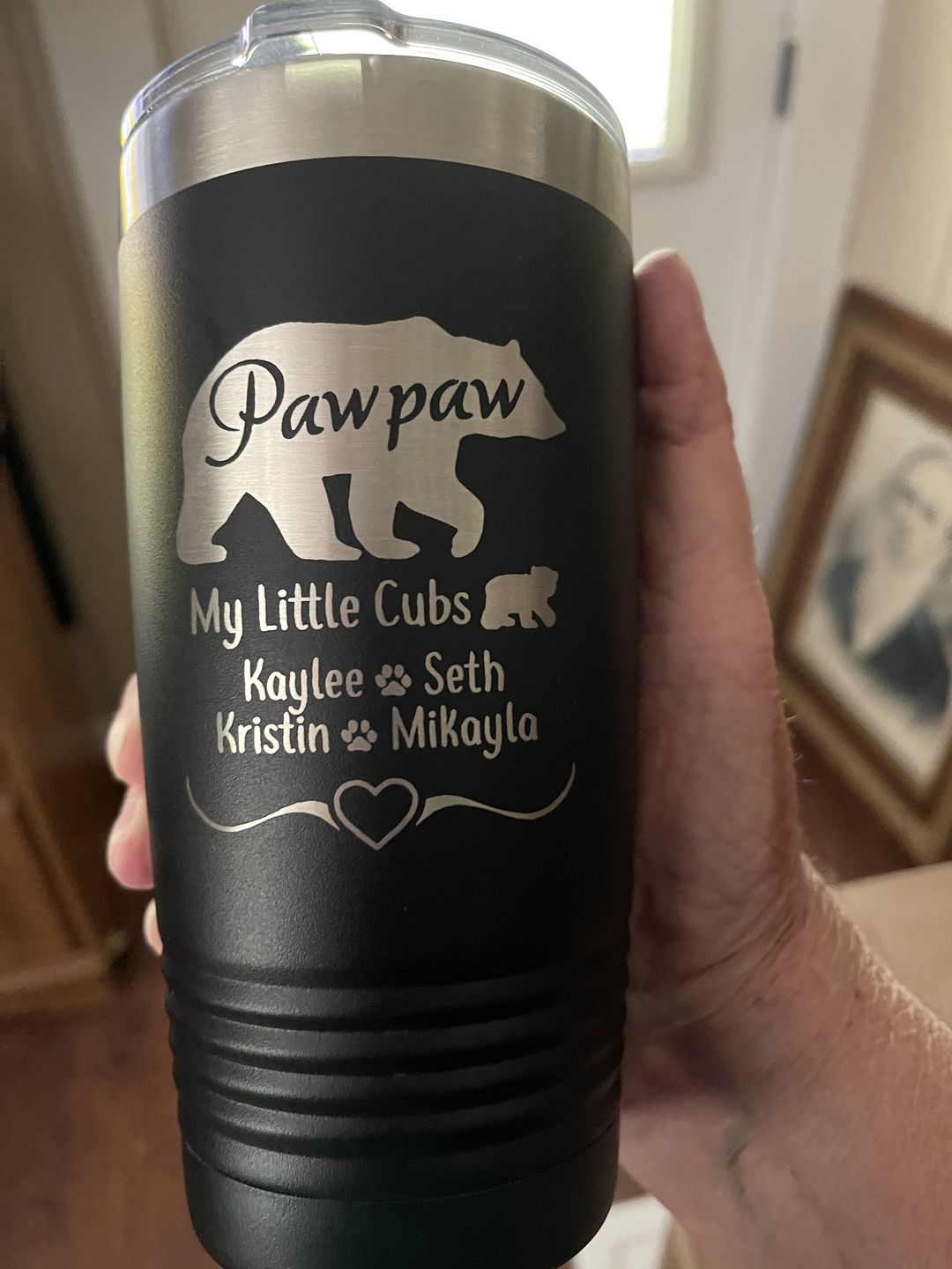 Customer photo review of Grandparents Bear (CUSTOM) With Names Engraved Tumblers