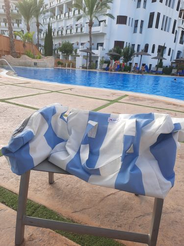 Customer photo review of ❤️ RBJ | Pack Bolsa MyBigBag® y Neceser Rayas Azul/Blanco Roto