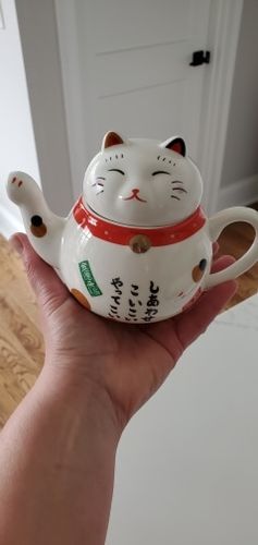 Customer photo review of Ensemble Théière "Chat de la Chance"