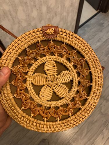 Customer photo review of Sac Boheme Rond en Paille Tissée