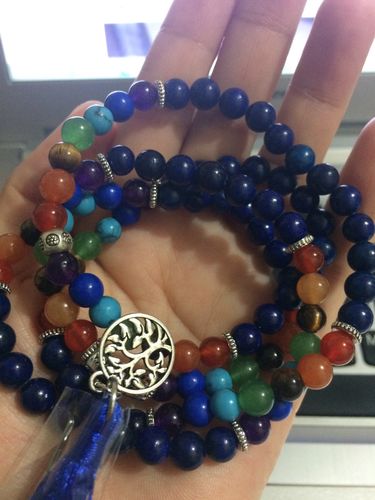 Customer photo review of Bracelet ou collier Mâlâ 7 Chakras "Arbre de Vie" en Lapis Lazuli