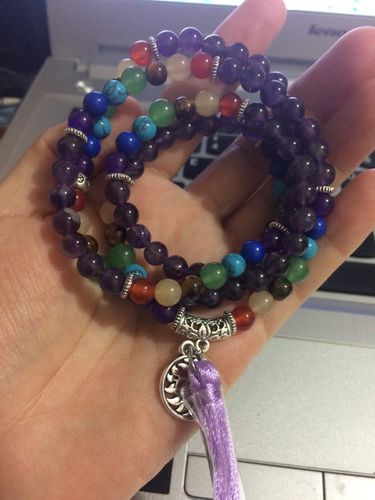 Customer photo review of Bracelet ou collier Mâlâ 7 Chakras "Arbre de Vie" en Améthyste