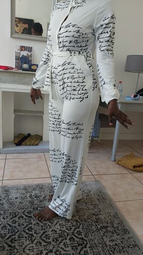 Customer photo review of Letter Print Stylish Jumpsuit With Belt