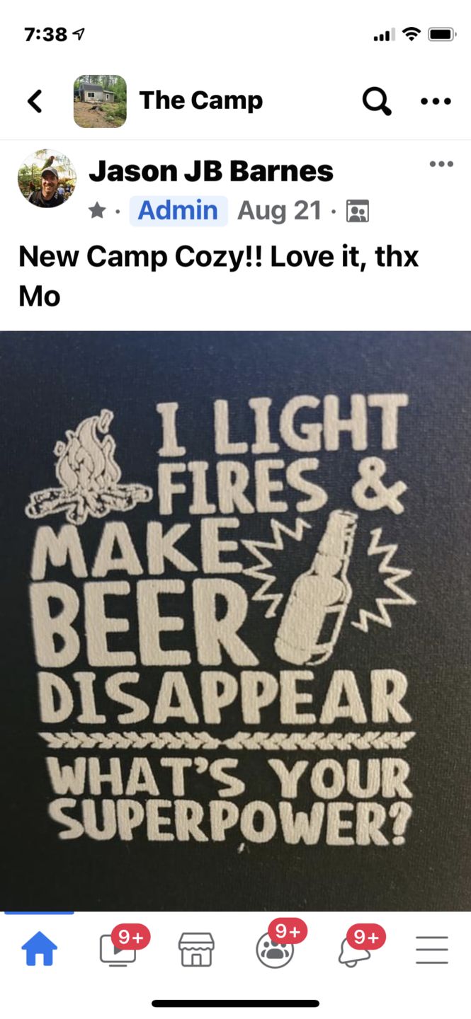 Customer photo review of Funny "I Light Fires And Make Beer Disappear, What's Your Superpower?" - Beer Can Cooler