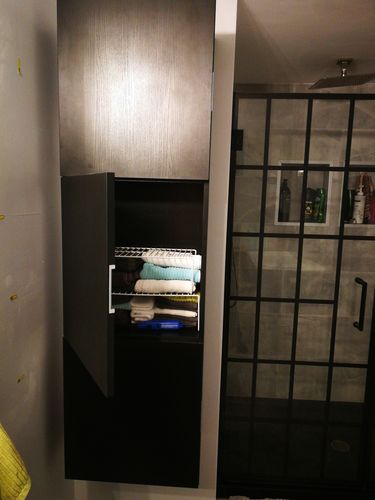 Customer photo review of 59" High Bathroom Linen Side Cabinets, Black
