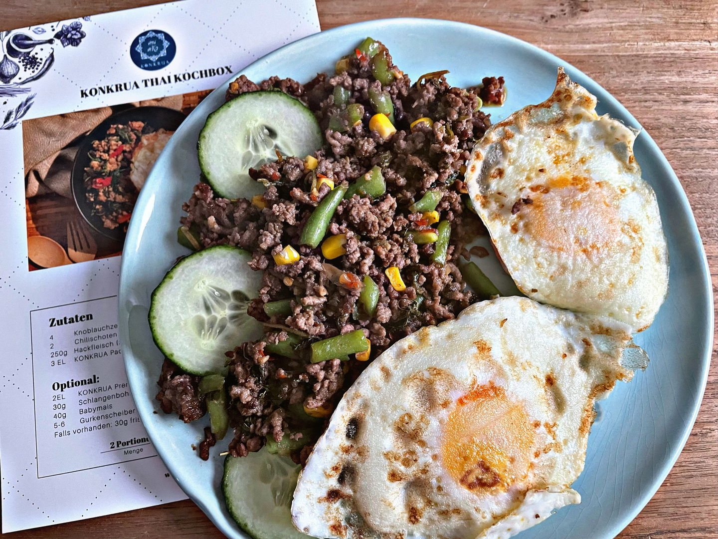 Customer photo review of Pad Krapao Kochbox in Bambuskorb mit Reis und Thai Holy Basil (10 Portionen)