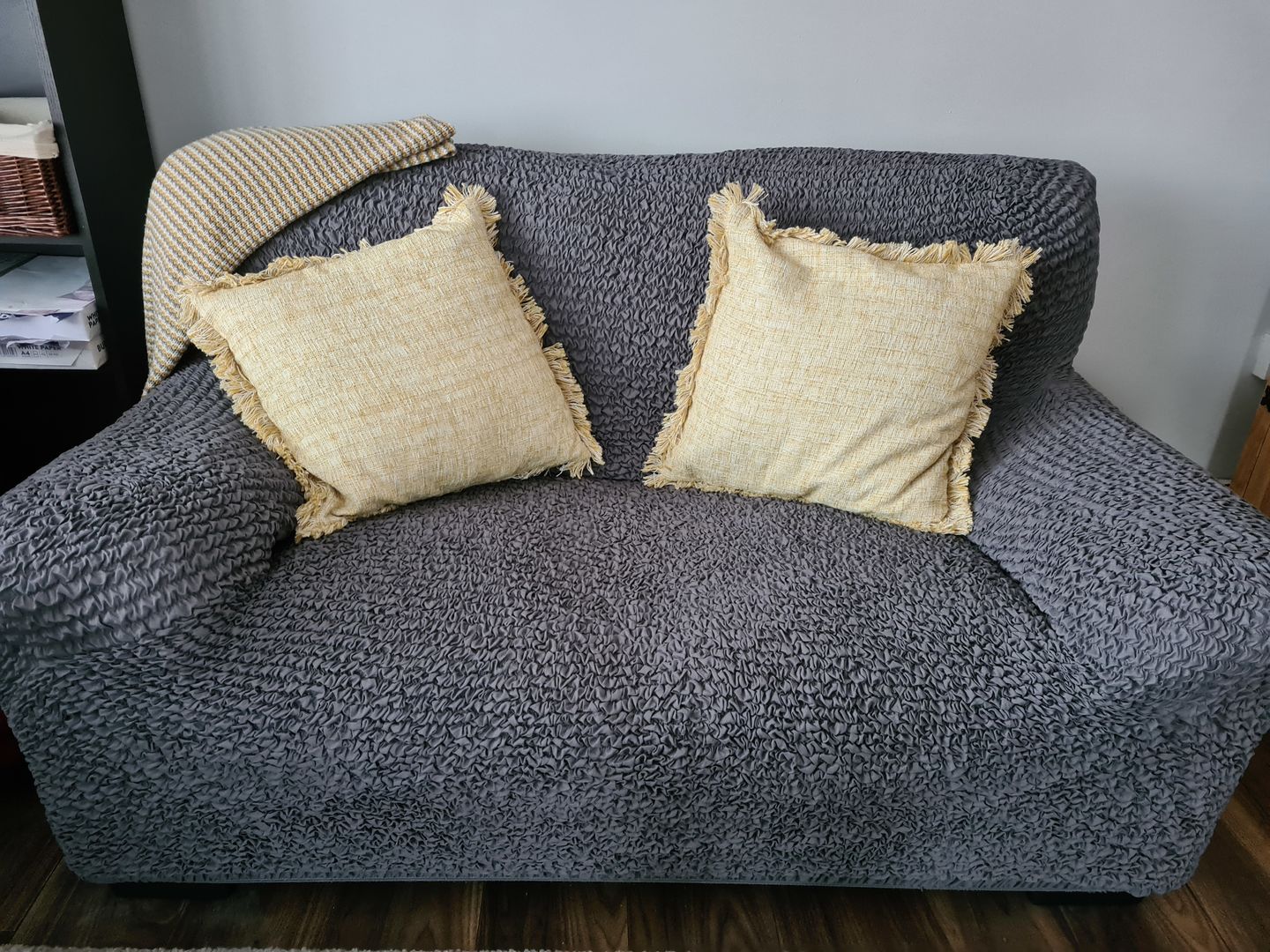 Customer photo review of 2 Seater Sofa Cover - Charcoal  Microfibra