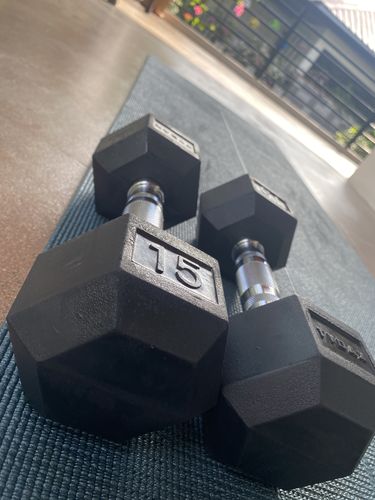 Customer photo review of Tydax Rubber Hex Dumbbells
