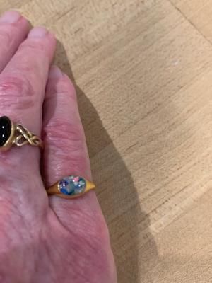 Customer photo review of Golden Oval Ring with Cremation Ashes