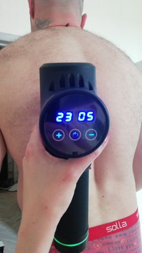 Customer photo review of LCD Display Massage Gun With Touch Screen 20 Speed & 4 Heads