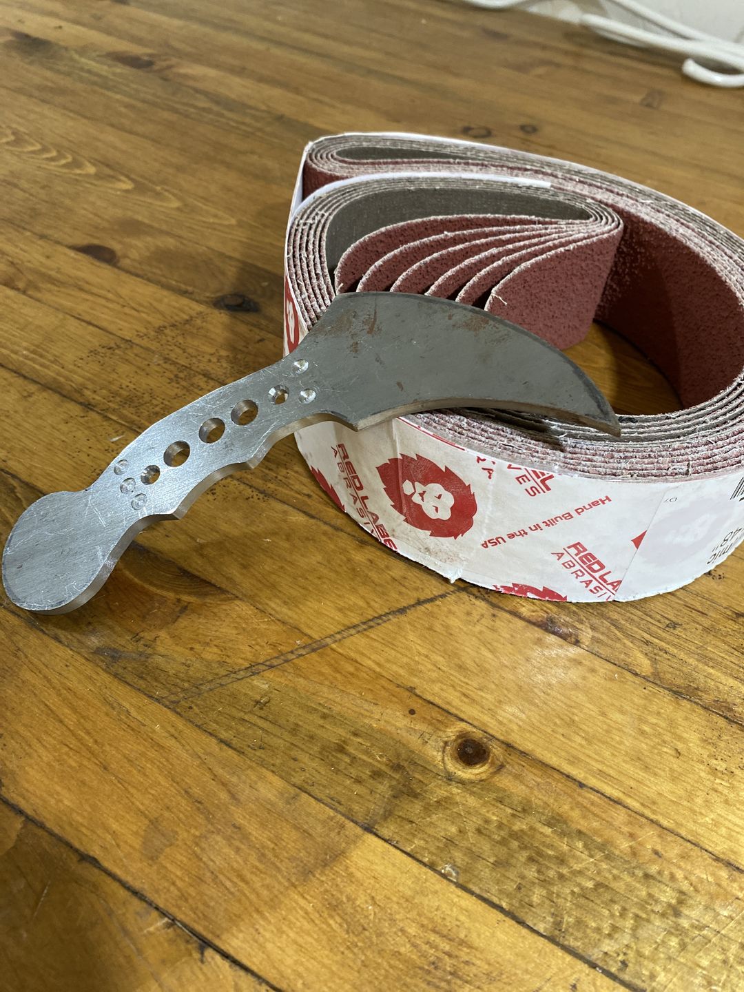 Customer photo review of 2 x 48 Inch EdgeCore Premium Ceramic Grinding Belts, 6 Pack