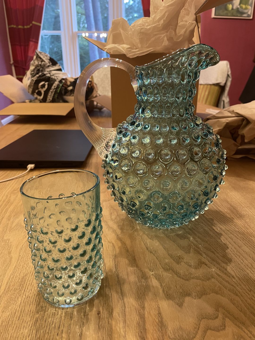 Customer photo review of Sklenice Hobnail Underlay Aquamarine