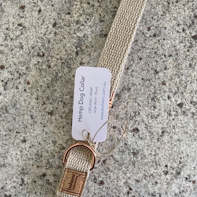 Customer photo review of Organic Hemp Dog Collar - Rose Gold