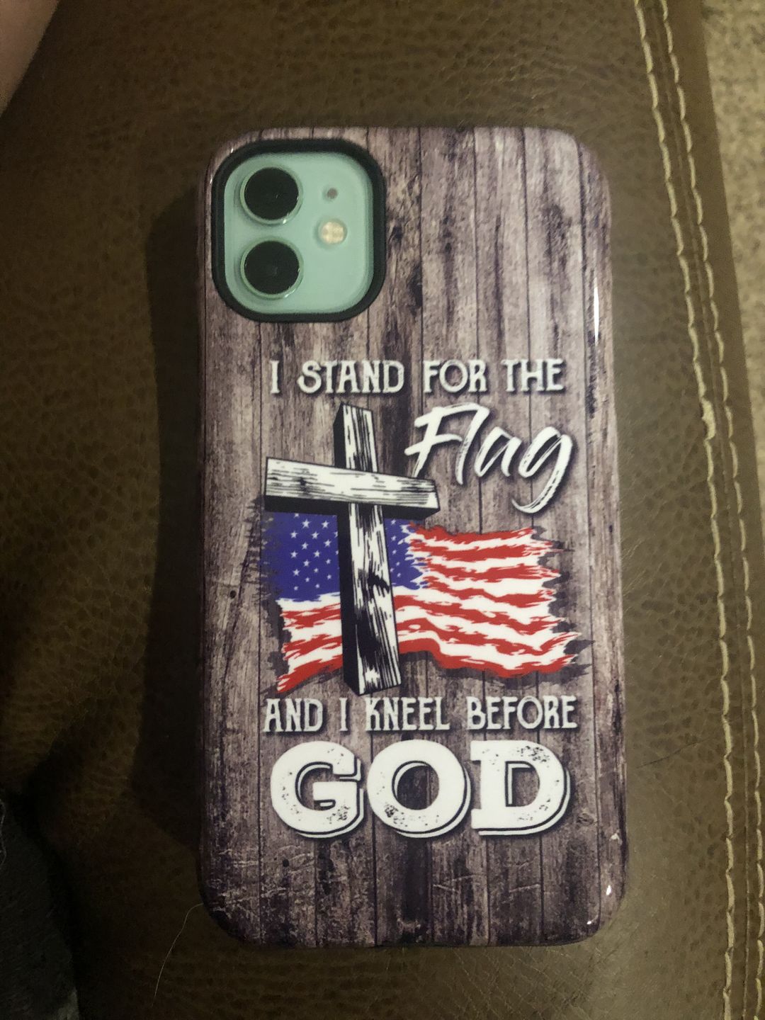 Customer photo review of I stand for the flag and I kneel before God phone case