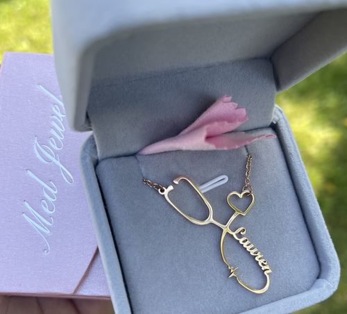 Customer photo review of Stethoscope Name Necklace EKG