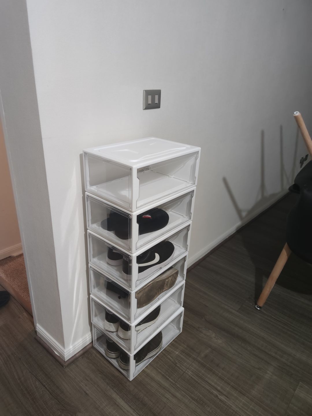 Customer photo review of Caja organizadora de zapatos blanca transparente (caja unitaria)