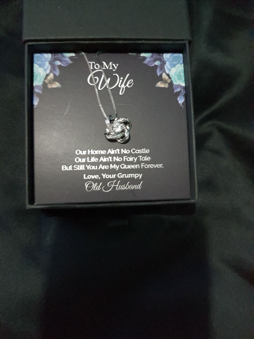 Customer photo review of "To my Wife" - Silver Love knot necklace