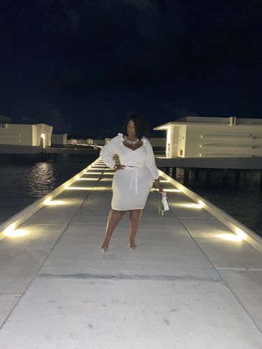 Customer photo review of Rebdolls "Killing Me Softly" Peasant Wrap Top & Mini Skirt Set - White