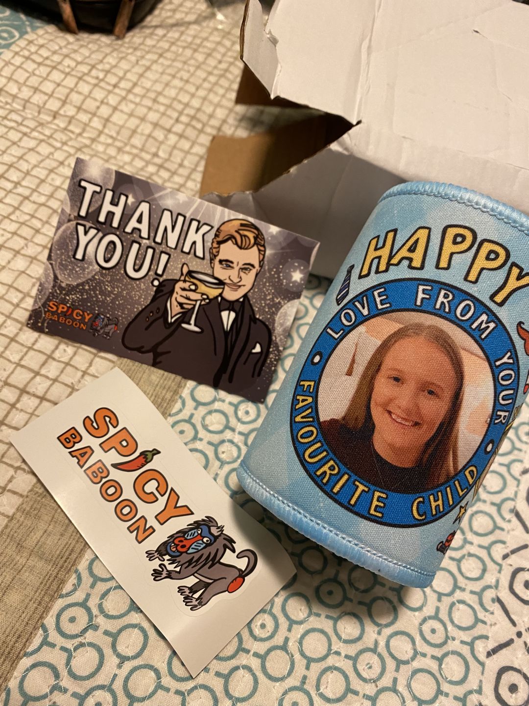 Customer photo review of Favourite Child Father's Day (2 Siblings) 🏆 - Personalised Stubby Holder