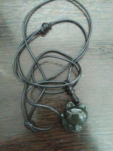 Customer photo review of Amulette de Renard en Obsidienne Arc en Ciel